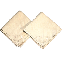 2 Square 10&quot; Off White Embroidered Linen Napkins Cocktail Vintage - £8.97 GBP