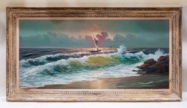 Untitled Seascape Oil on Canvas by Antonio Nardi (1888-1965) Framed 66.5&quot; x 36&quot; - £1,246.47 GBP