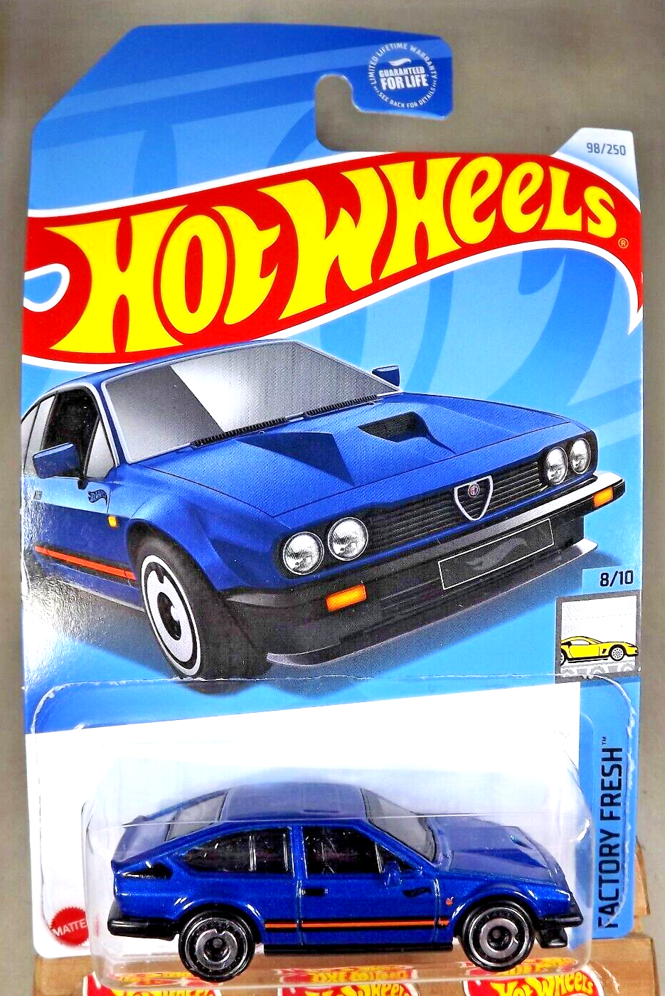 2024 Hot Wheels #98 Factory Fresh 8/10 ALFA ROMEO GTV6 3.0 Blue w/Chrome AD Sp