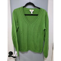 Talbots Green Pima Cotton Cable Knit Sweater Size M - $393.15 MXN