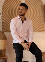 Bespoke Performance stretch fit long sleeve button up dress shirt. Pink - $79.00