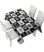 Black and White Aztec Symbols Checkers Tablecloth - $37.90+