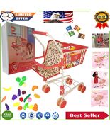 Imaginative Play Kids Shopping Cart with Removable Basket and Groceries - $1,474.61 MXN
