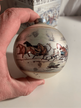 Currier &amp; Ives Ball Ornament-Winter Horses 1973 NY Christmas Decor Corning - £4.17 GBP