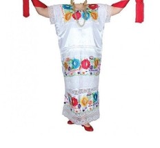 Yucatan Womens Folklorico Traditional Dance Fiesta Dress Embroidery Blck... - $119.79+