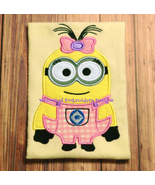 Minion Girl with Bow Machine Embroidery Applique Design INSTANT DOWNLOAD - $4.00