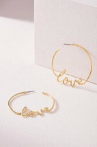 Stella &amp; Dot Earrings (new) LOVE HOOPS - GOLD - (E509G) - £28.96 GBP