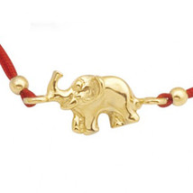 Bracelet à cordes rouges Kabbale 14 carats or massif éléphant porte-bonheur c... - $169.28