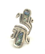 Vintage Sterling Signed 925 Hecho en Mexico JYG Inlay Abalone Bypass Rin... - £46.74 GBP