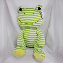 Goffa Frog Knit Plush Stuffed Animal Green &amp; White Stripe NWT Froggy - £15.26 GBP