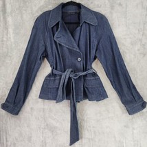 Larry Levine Jean Jacket Womens XLarge Blue Denim Y2K Business Casual Blazer - £23.73 GBP