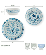 Fitz &amp; Floyd Sicily Blue 12Pc Dw Set - $138.59