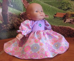 baby doll clothes PURPLE polka  dress  14-16&quot; berenguer/american bitty baby - $18.00