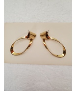 Gold hoop pierced earrings - $20.99
