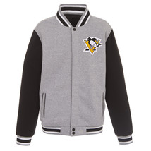 NHL Pittsburgh Penguins Reversible Full Snap Fleece Jacket JHD 2 Front Logos - £95.38 GBP