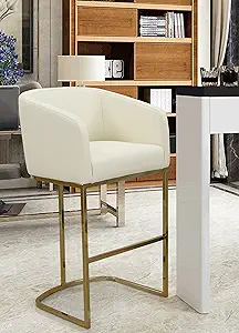 Tess Bar Stool Chair Pu Leather Upholstered Shelter Arm Design Half-Moon... - $393.99