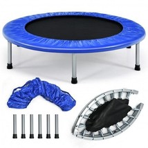 38 Inch Mini Folding Trampoline Portable Leisure Fitness Backboard-Blue - Color: - $2,520.76 MXN