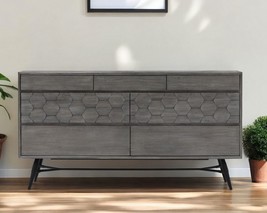 61" Gray Solid Wood Six Drawer Double Dresser - $30,680.54 MXN