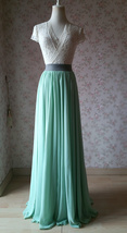 MINT GREEN Maxi Chiffon Skirts Summer Wedding Custom Plus Size Maxi Skirt image 5