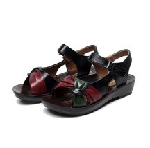 ZZPOHE summer Mother shoes flat sandals women aged leather Soft bottom mixed col - £21.42 GBP