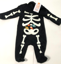 Carter&#39;s Boy&#39;s Black Halloween Skeleton Long Sleeve Bodysuit w/hat Size: Newborn - £9.57 GBP