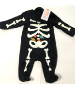 Carter&#39;s Boy&#39;s Black Halloween Skeleton Long Sleeve Bodysuit w/hat Size:... - £9.53 GBP