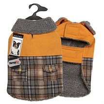 Zack &amp; Zoey ThermaPet Plaid Duck Coat, Medium, Brown - £32.88 GBP+