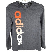 Adidas Climalite Kid&#39;s Long-Sleeve Logo T-Shirt Lightweight Gray Size Yo... - $221.44 MXN