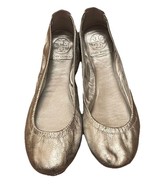 Tory Burch Eddie Metallic Leather Ballet Flats - Silver Sz 8 - $54.45