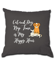 cat dog nap time is my happy hours Pillow (Cover and Pillow Included) - £16.96 GBP