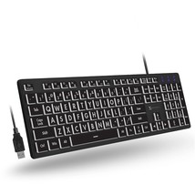 Backlit Large Print Keyboard - Easy To See And Type - Light Up Keyboard For Elde - £39.95 GBP