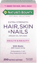 Nature&#39;s Bounty Hair Skin and Nails 5000 mcg of Biotin - 250 Coated Tablets Regu - £53.54 GBP