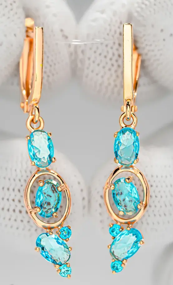 Earrings Jewelry silver gilded 925 samples with topaz - $115.00