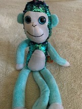 Adventure Planet Teal Silver Purple Flip Sequin Monkey Fleece Stuffed Animal Toy - £9.62 GBP