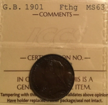 1901 Great Britain Victoria Farthing - ICCS MS-63 - £48.67 GBP