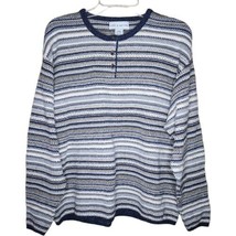 Vintage 90’s Croft &amp; Barrow Knit Crewneck Sweater Sweatshirt Striped Pat... - £23.58 GBP