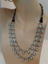 Unbranded Statement Necklace Multi Strand Faux Pearls Bling &amp; Ribbon Adj 21&quot; - £15.46 GBP