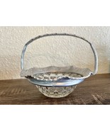 Vintage Hammered Aluminum Rose Pattern &amp; Thumbprint Glass Candy Dish Bow... - $16.82