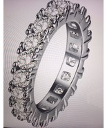 Eternity Ring Silver Plated Single Row Round cut Women&#39;s Size 8 - $9.49