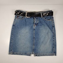 Vintage LEI Skirt Women&#39;s Waist Size 32 Sz. 9 Blue Jean Denim with belt - £15.66 GBP