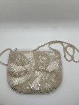 Du-val Vintage beaded Purse Evening Shoulder Bag 90s Pearl Toned Beige - £31.71 GBP