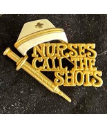 Vintage Nurses Call the Shots Pin Brooch White Enamel Hat Signed AJC - €6,78 EUR