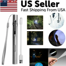 5&quot; LED USB Rechargeable Mini Tactical Flashlight Stainless Steel Torch Pen Light - £6.30 GBP