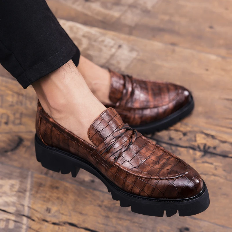 Classic Crocodile Skin Oxfords Men Shoes Summer Casual Shoe Man Fit Wedd... - $46.64