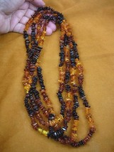 (PB-403) Orange Baltic Amber Chip Chips Poland Beaded Jewelry 76" Long Necklace - $194.47
