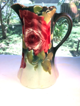Vintage French Porcelain Pitcher Roses 10&quot; Tall Mint - $44.99