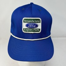 Ford Remanufactured Engines Parts 80s Usa Blue Hat Cap Rope Snapback Patch Vtg - £14.73 GBP