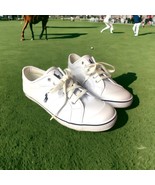 Polo Sport Ralph Lauren Pure White Leather Sneakers Women Sz 10 Marin Fl... - €33,94 EUR