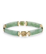 PalmBeach Jewelry Green Jade Gold-Plated Sterling Silver Link Bracelet 7... - £110.43 GBP