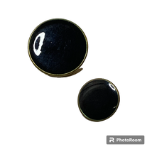 Black Enamel Shank Buttons Mother Daughter Set of 2 Designer Craftingcore - £7.91 GBP